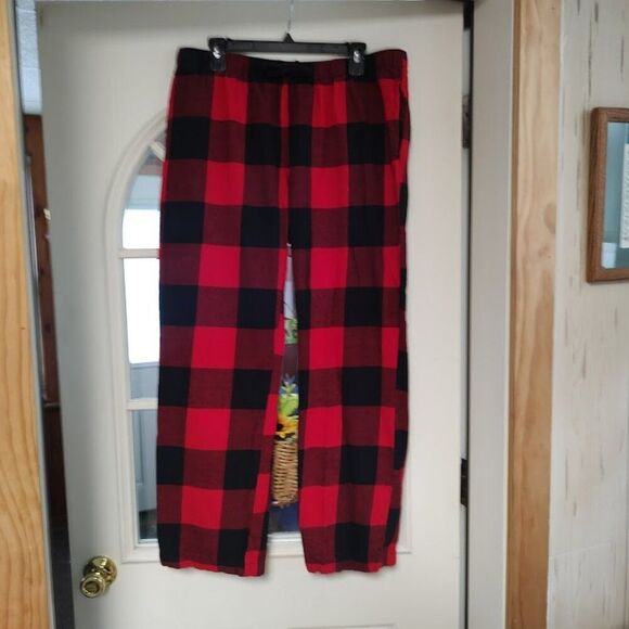 Old Navy Red Black Checked Flannel Pajama Set Size Women's L Worn 1 Time - Picture 3 of 4